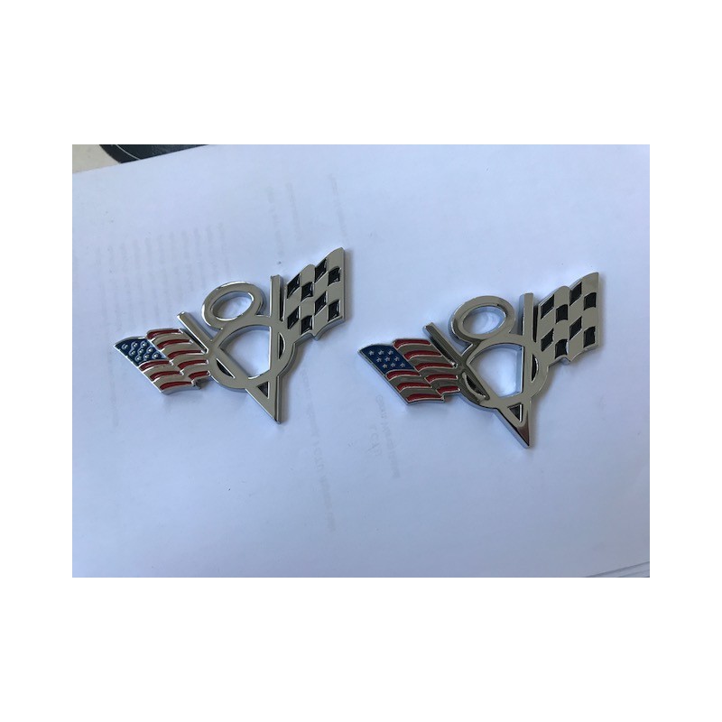 Coppia loghi V8 metallo