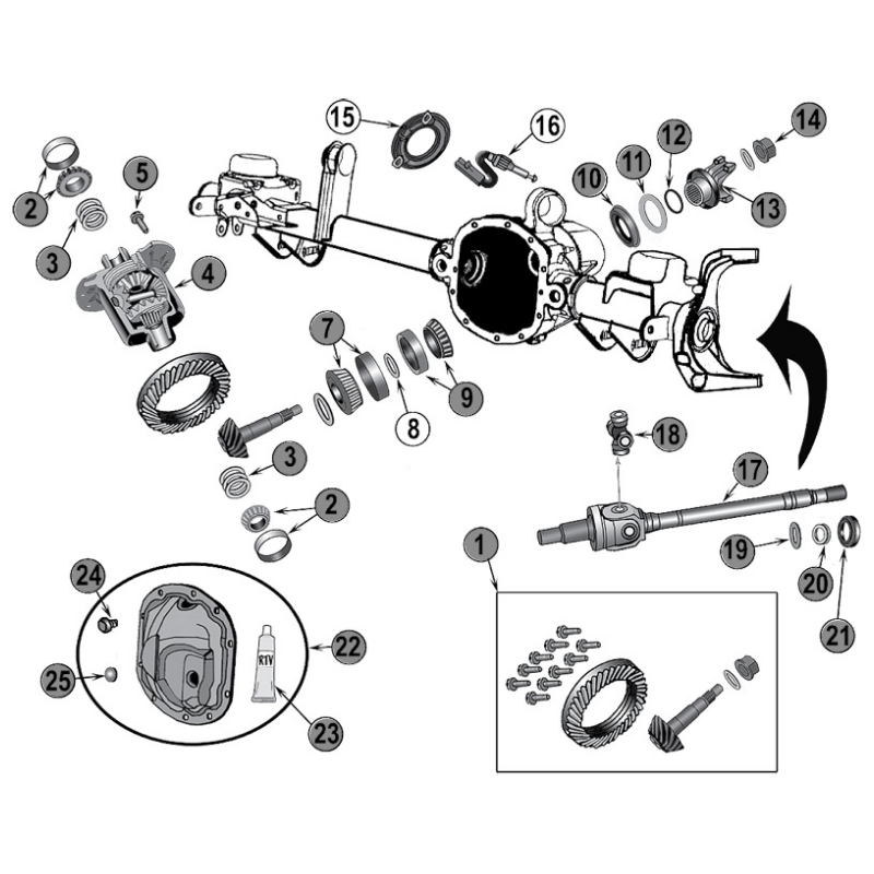 ASSALE ANTERIORE D44 JEEP WRANGLER TJ
