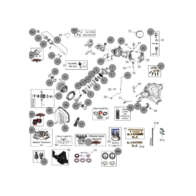 ASSALE ANTERIORE D44 WRANGLER JK