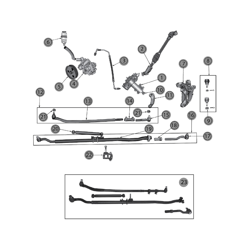 IMPIANTO STERZO JEEP WRANGLER JK